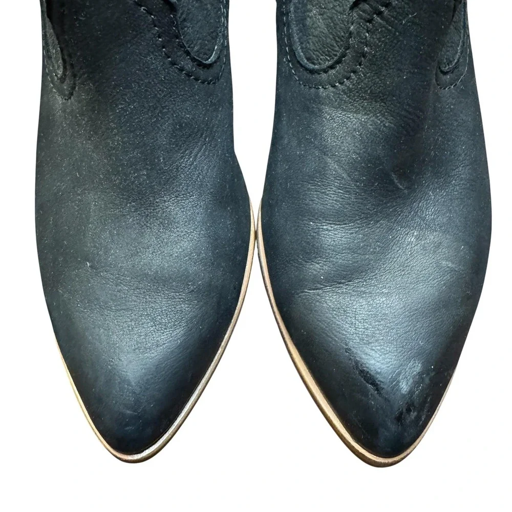 Frye Booties Womens Size 7 Black Leather Ankle Zip Pointed Toe Western 3475038